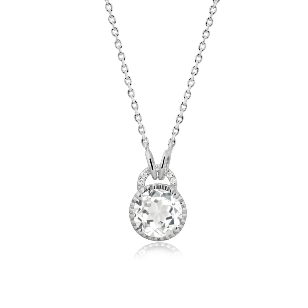 White Topaz Pendant with Decorative Halo - Image 8