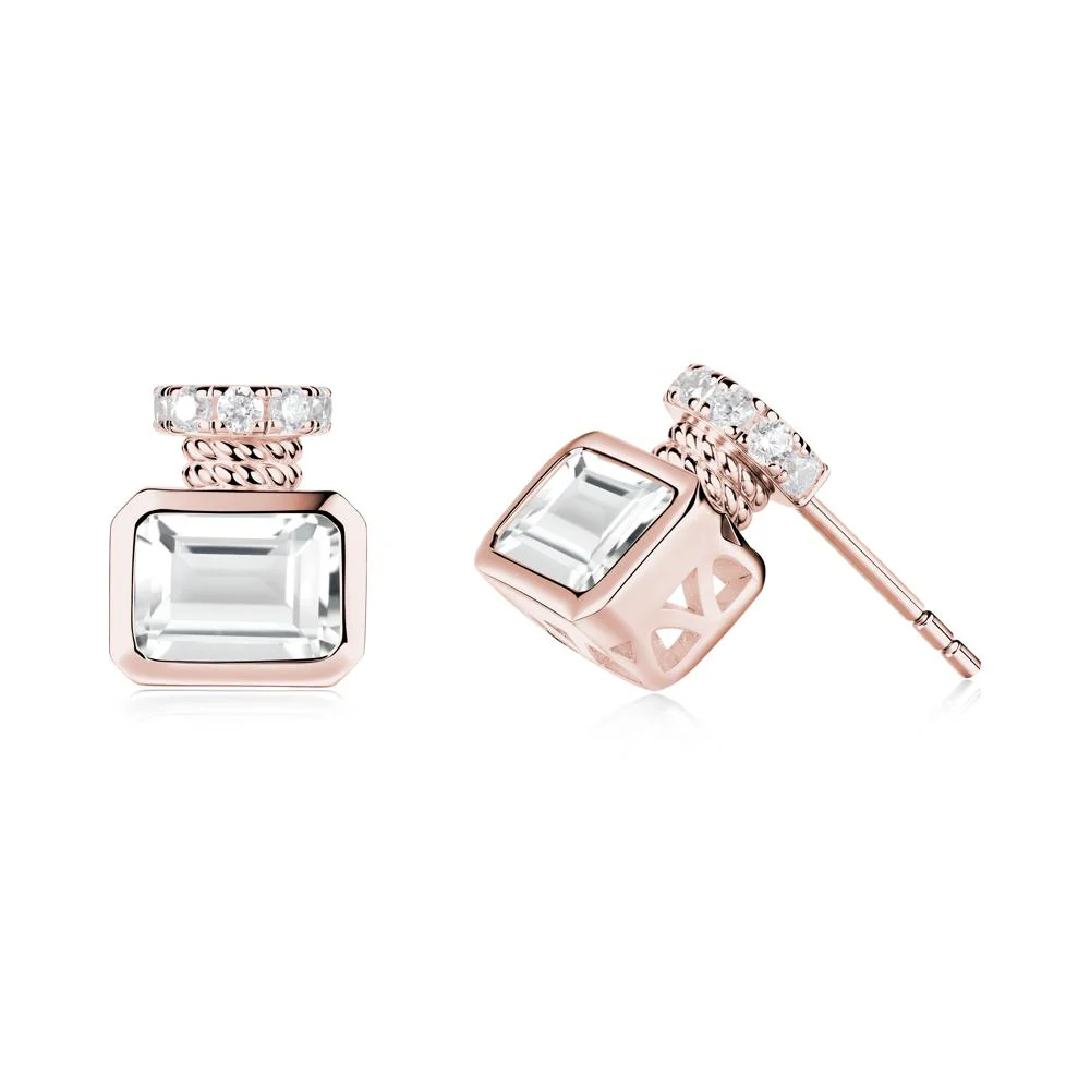 White Topaz Perfume Bottle Design Earrings - Image 5