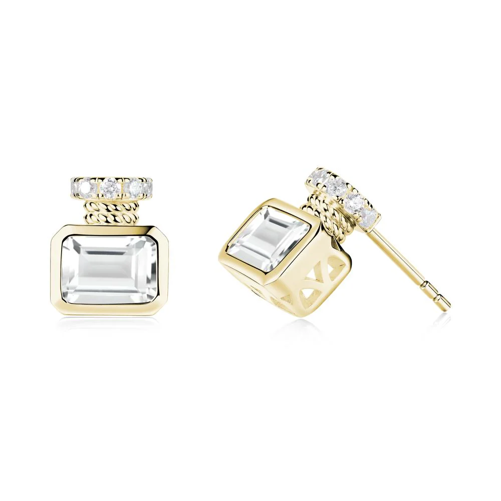 White Topaz Perfume Bottle Design Earrings - Image 7