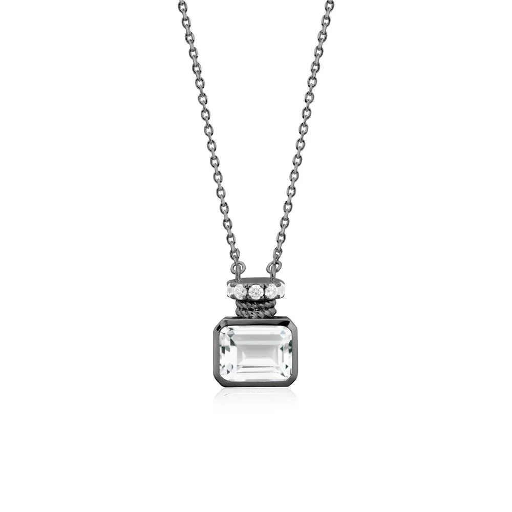White Topaz Perfume Bottle Design Pendant Necklace - Image 7