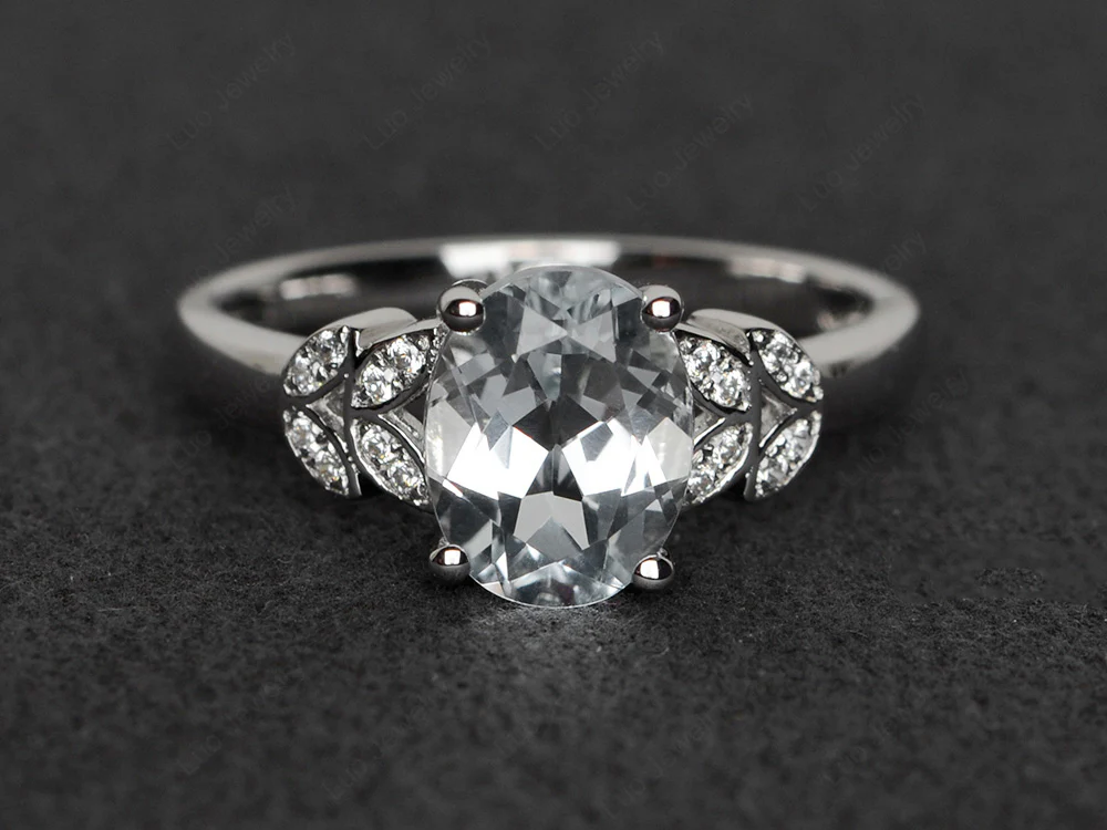 Classic Oval White Topaz Promise Ring