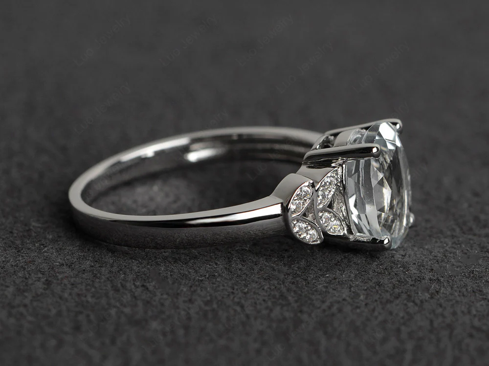 Classic Oval White Topaz Promise Ring - Image 2