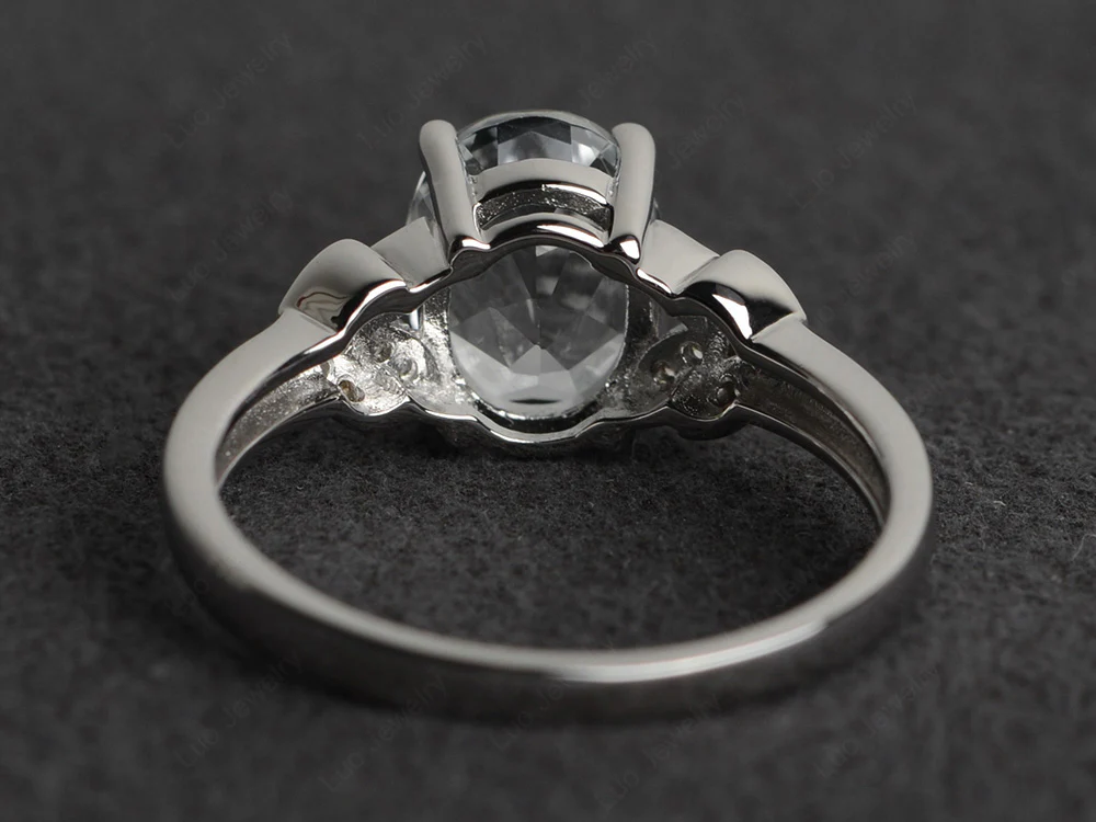 Classic Oval White Topaz Promise Ring - Image 3