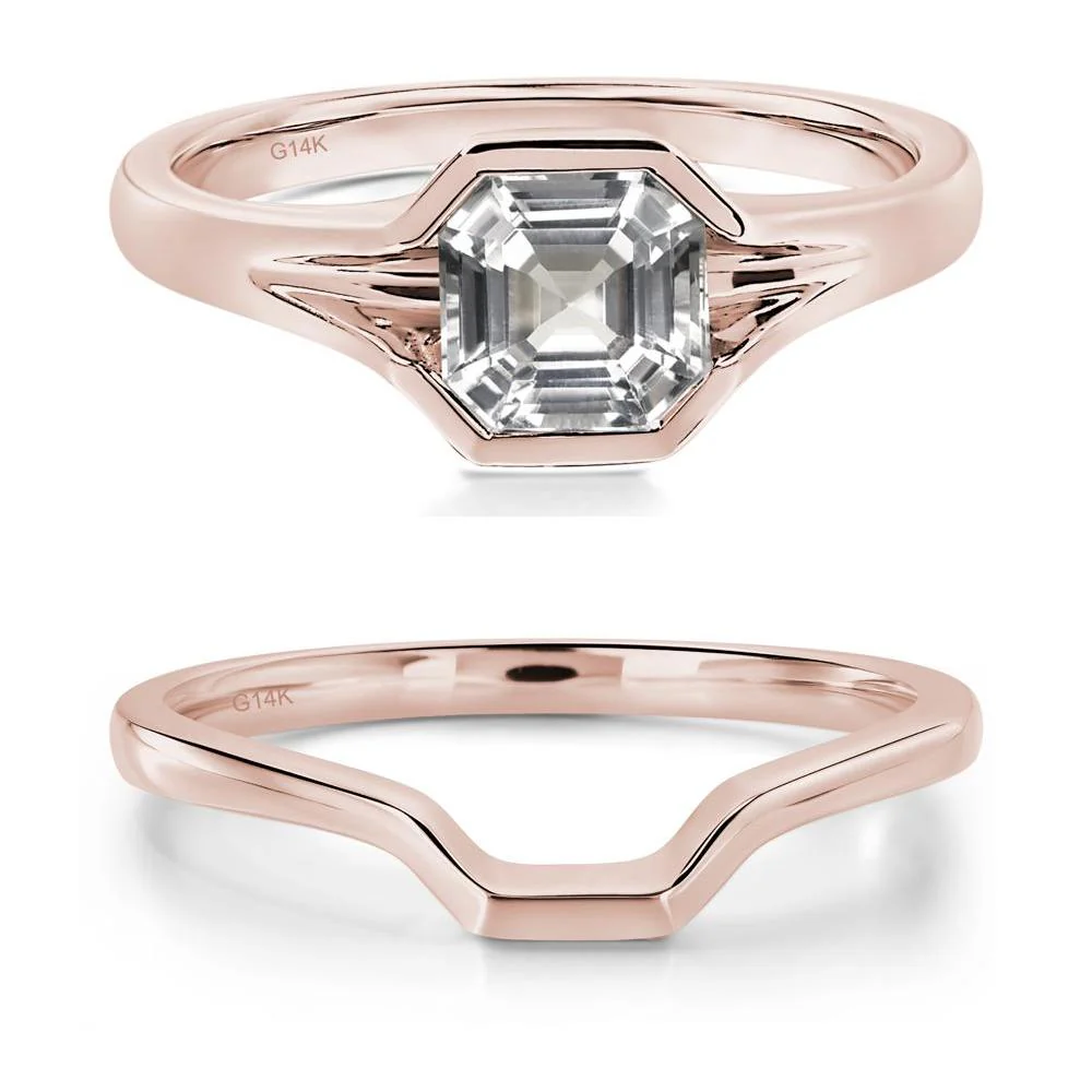 Asscher Cut White Topaz Ring - Image 11