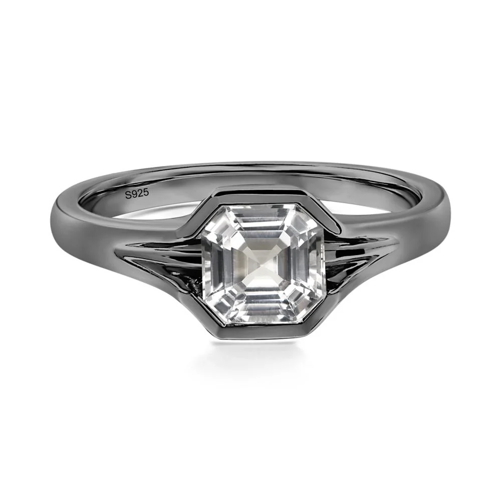Asscher Cut White Topaz Ring - Image 2