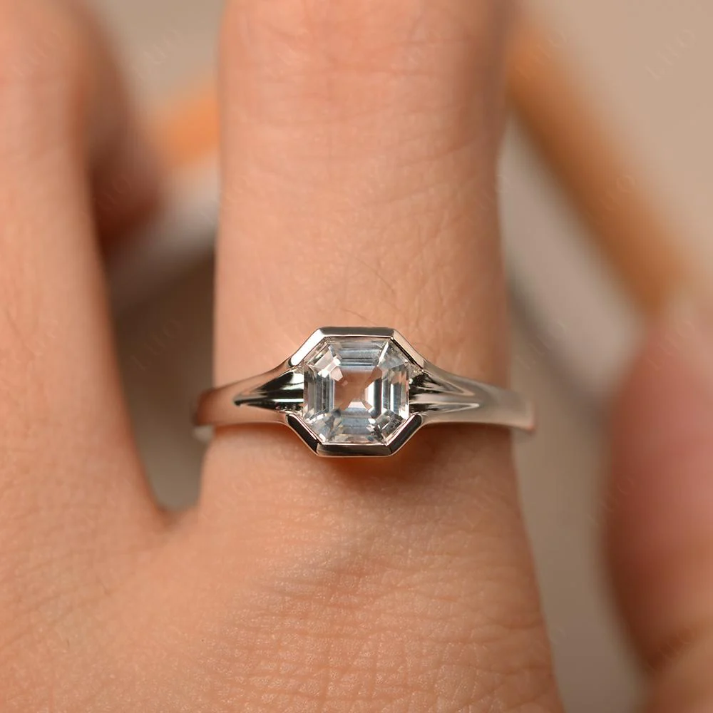 Asscher Cut White Topaz Ring - Image 32