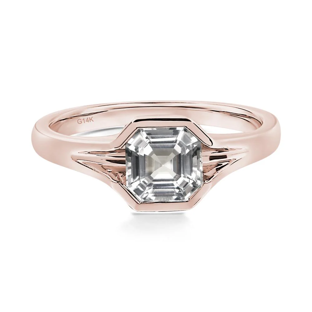 Asscher Cut White Topaz Ring - Image 5