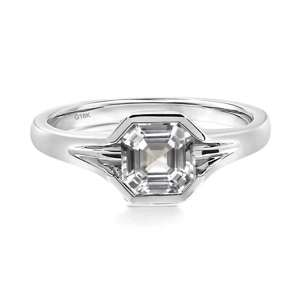 Asscher Cut White Topaz Ring - Image 6