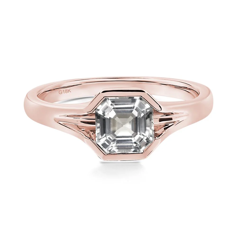 Asscher Cut White Topaz Ring - Image 8