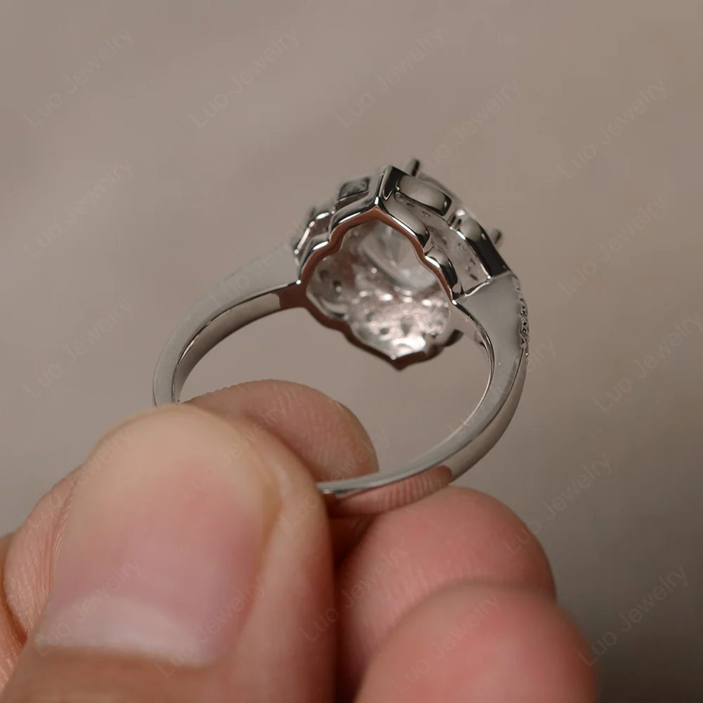 White Topaz Ring Cushion Cut Kite Set - Image 3