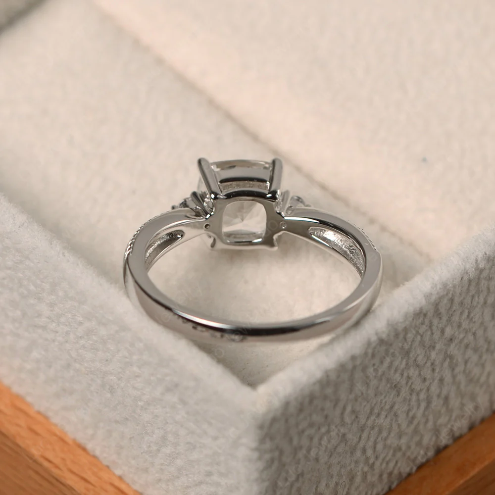 Cushion Cut White Topaz Engagement Ring - Image 2