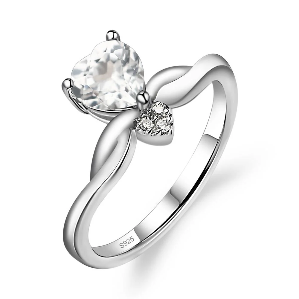 Dainty Twisted White Topaz Engagement Ring - Image 2