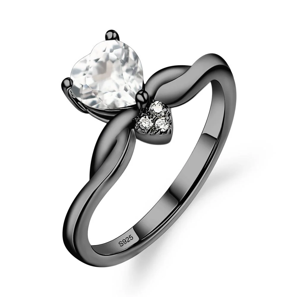 Dainty Twisted White Topaz Engagement Ring - Image 3