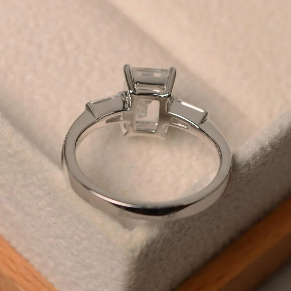 White Topaz Tapered Baguette Engagement Ring - Image 31
