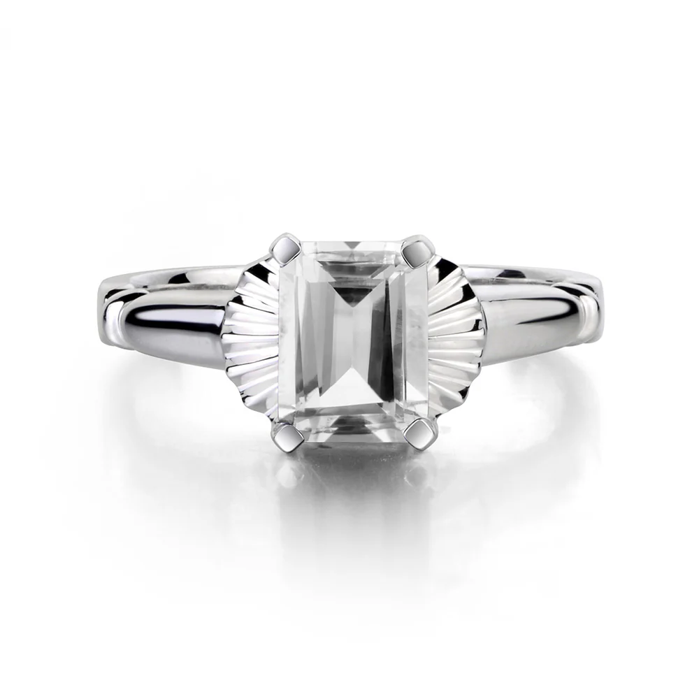 Vintage Style White Topaz Solitaire Ring
