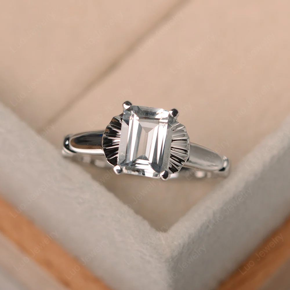 Vintage Style White Topaz Solitaire Ring - Image 2