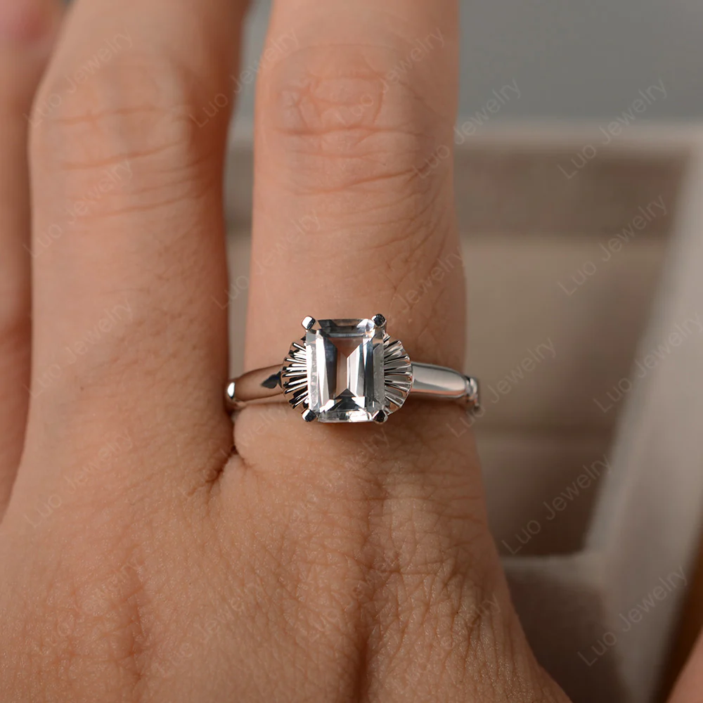 Vintage Style White Topaz Solitaire Ring - Image 5