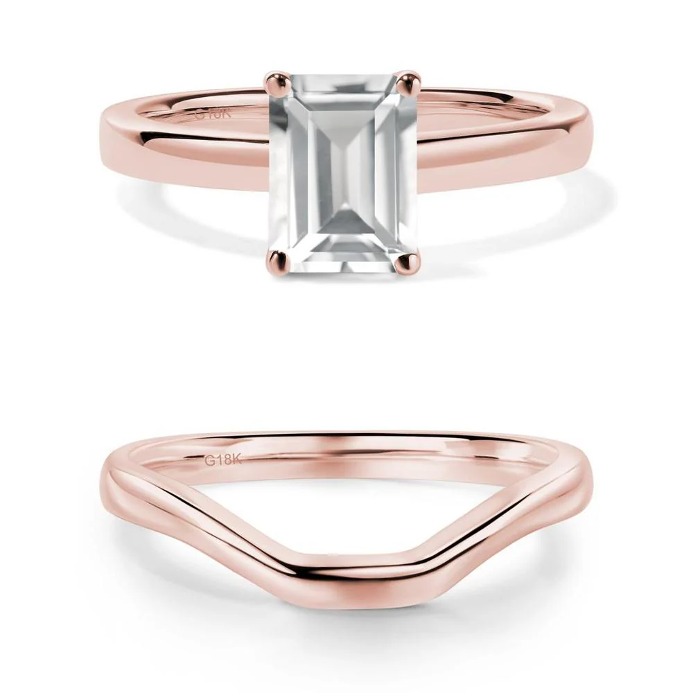 White Topaz Plain Band Solitaire Engagement Ring - Image 15
