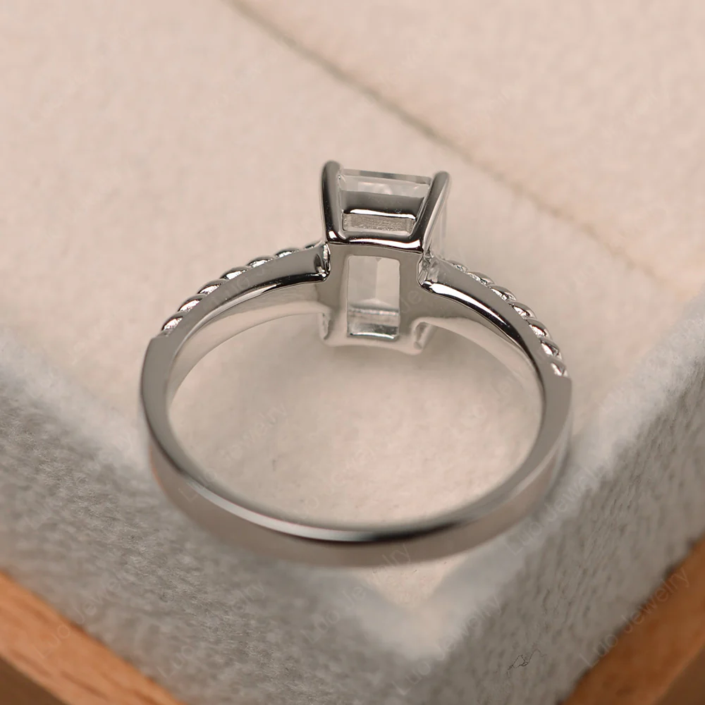 White Topaz Solitaire Woven Ring - Image 3
