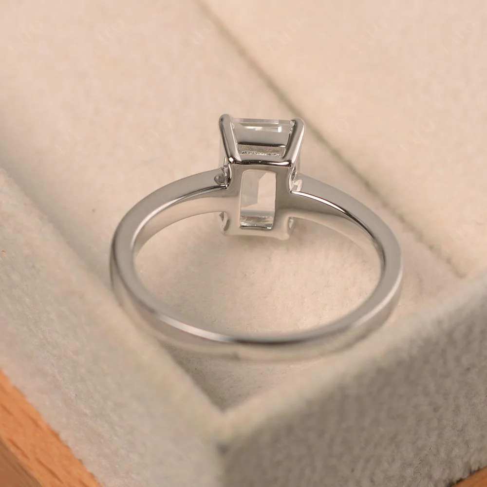 White Topaz Plain Band Solitaire Engagement Ring - Image 31