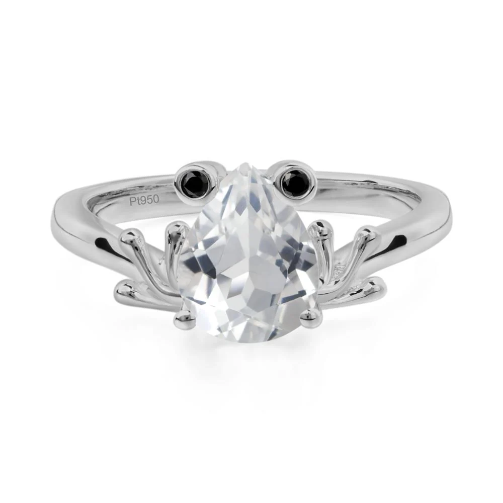 White Topaz Frog Promise Ring