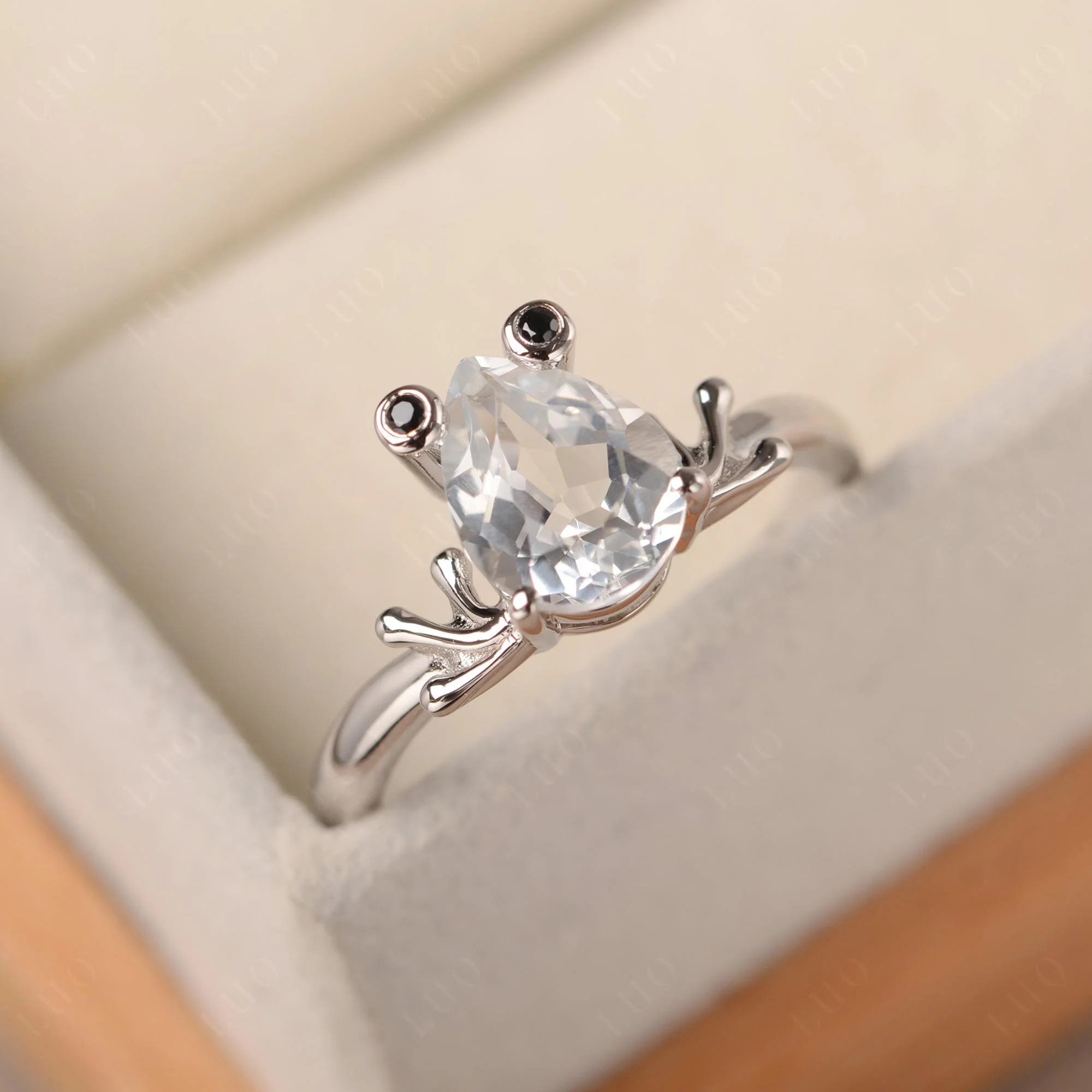 White Topaz Frog Promise Ring - Image 30