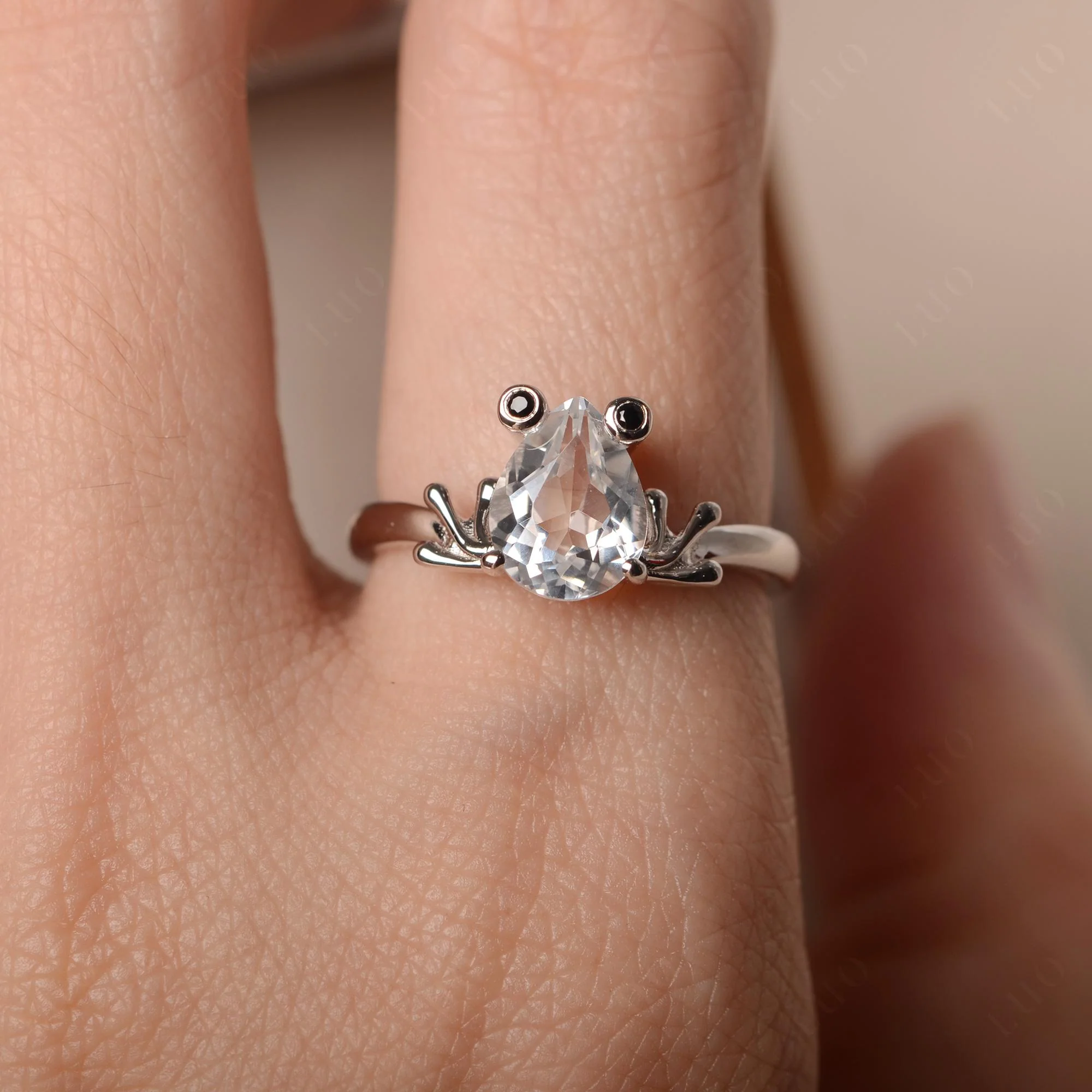 White Topaz Frog Promise Ring - Image 33