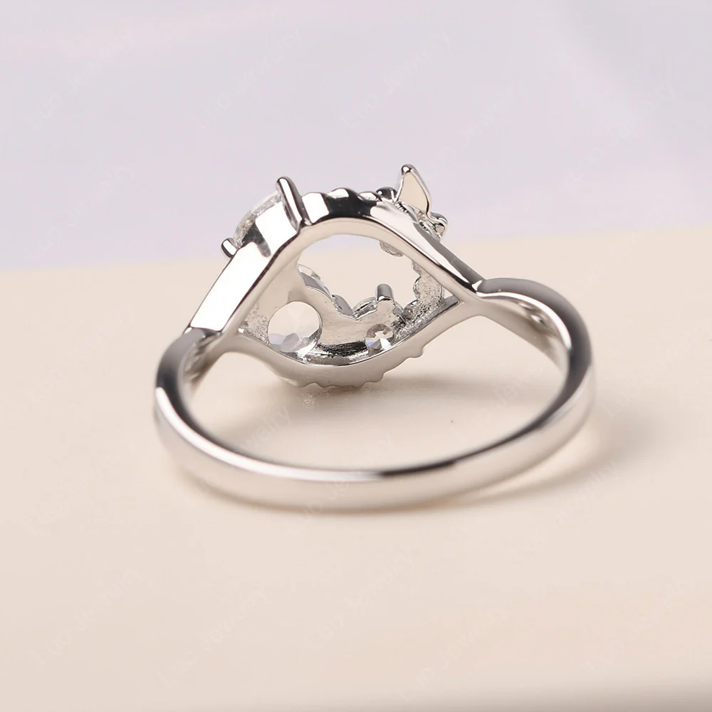 Vine and Butterfly Ring with White Topaz - Image 3