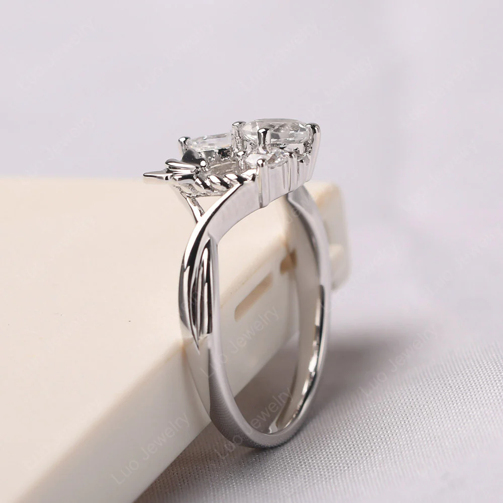 Vine and Butterfly Ring with White Topaz - Image 4