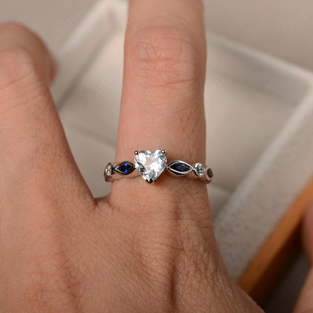 Heart White Topaz Ring - Image 13