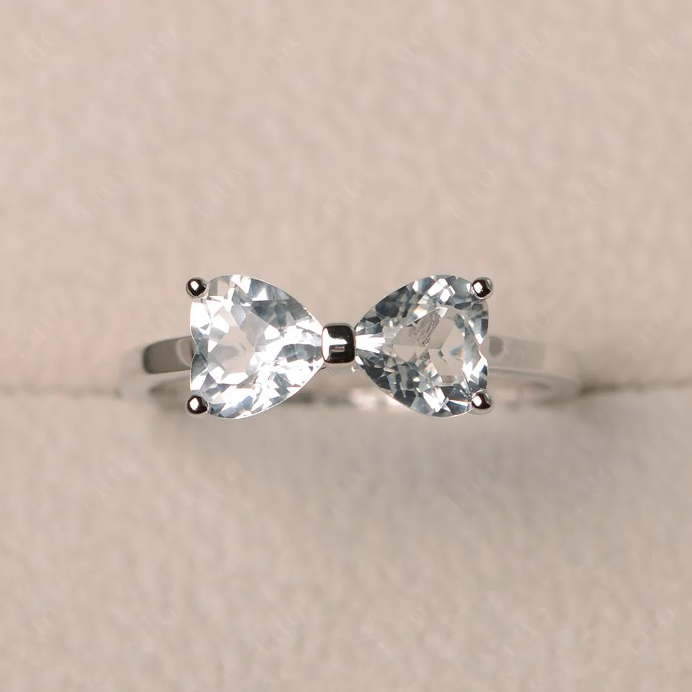 Two Stone Heart White Topaz Ring - Image 10