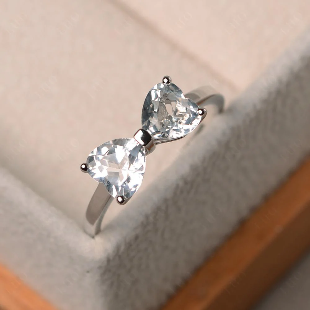 Two Stone Heart White Topaz Ring - Image 11