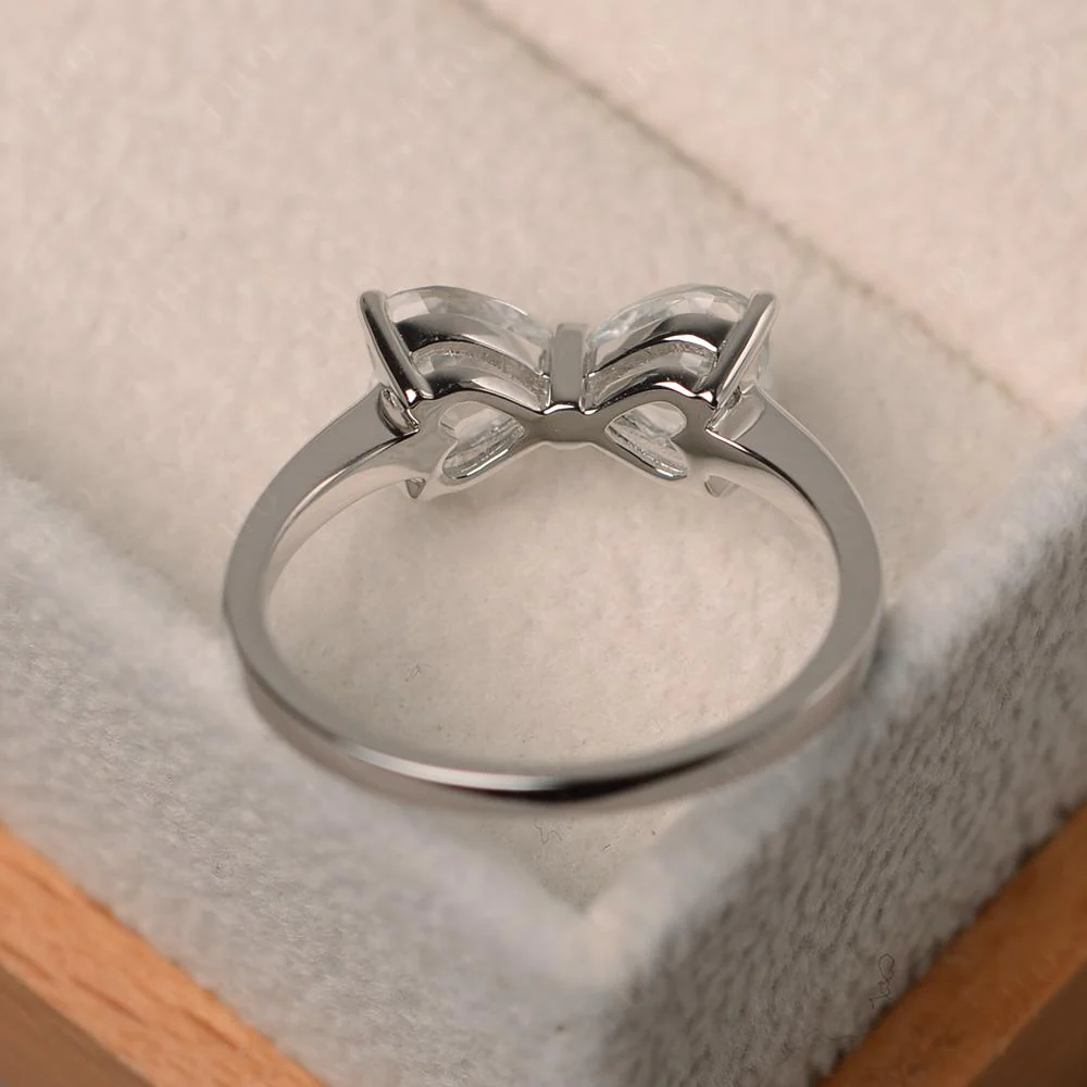 Two Stone Heart White Topaz Ring - Image 12