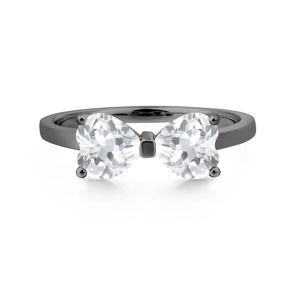 Two Stone Heart White Topaz Ring - Image 3