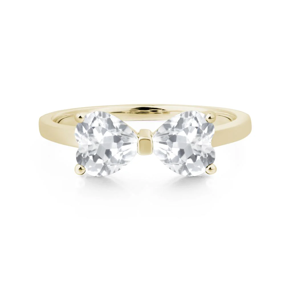 Two Stone Heart White Topaz Ring - Image 5