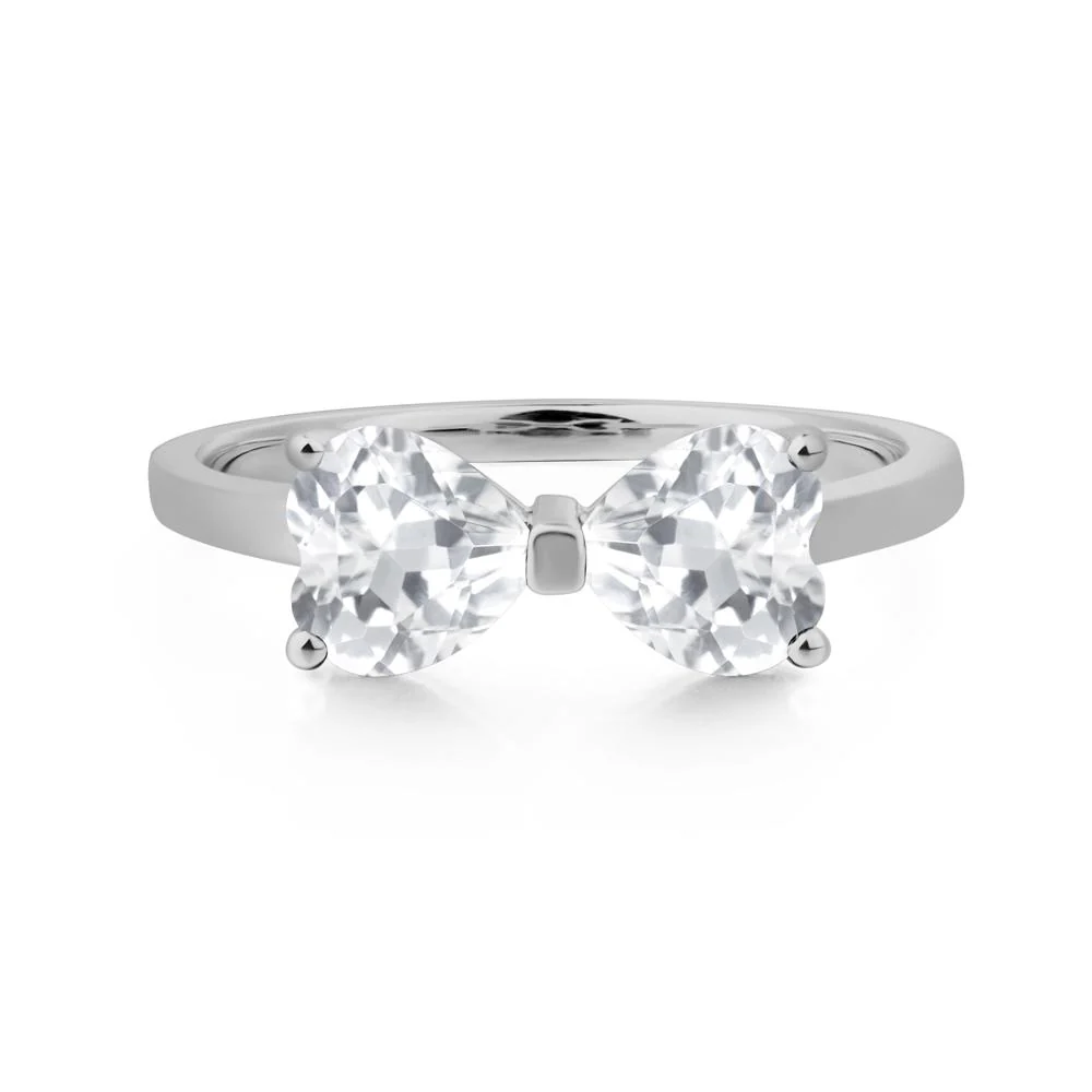Two Stone Heart White Topaz Ring - Image 6