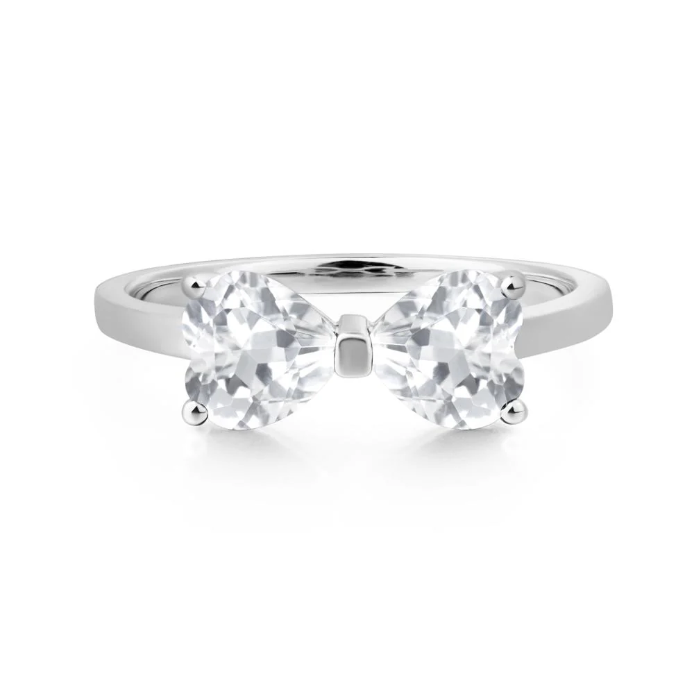 Two Stone Heart White Topaz Ring - Image 7