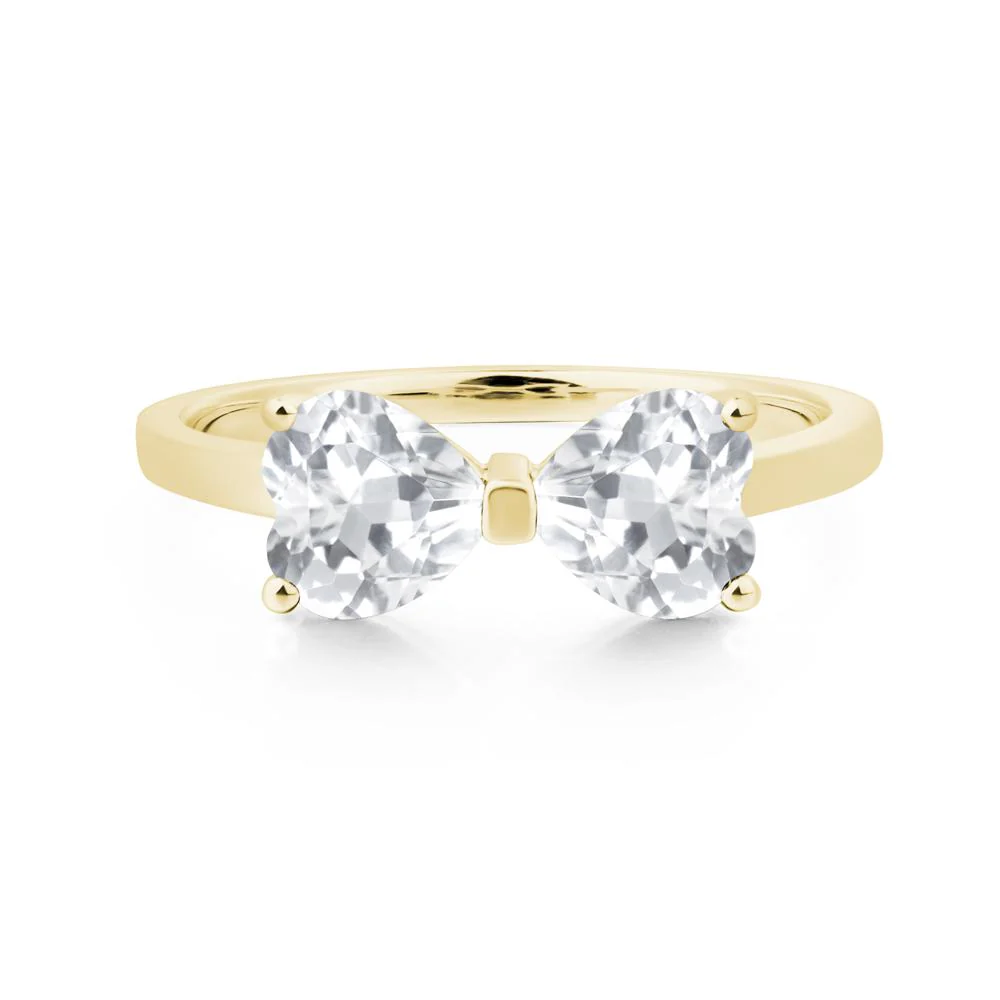 Two Stone Heart White Topaz Ring - Image 8