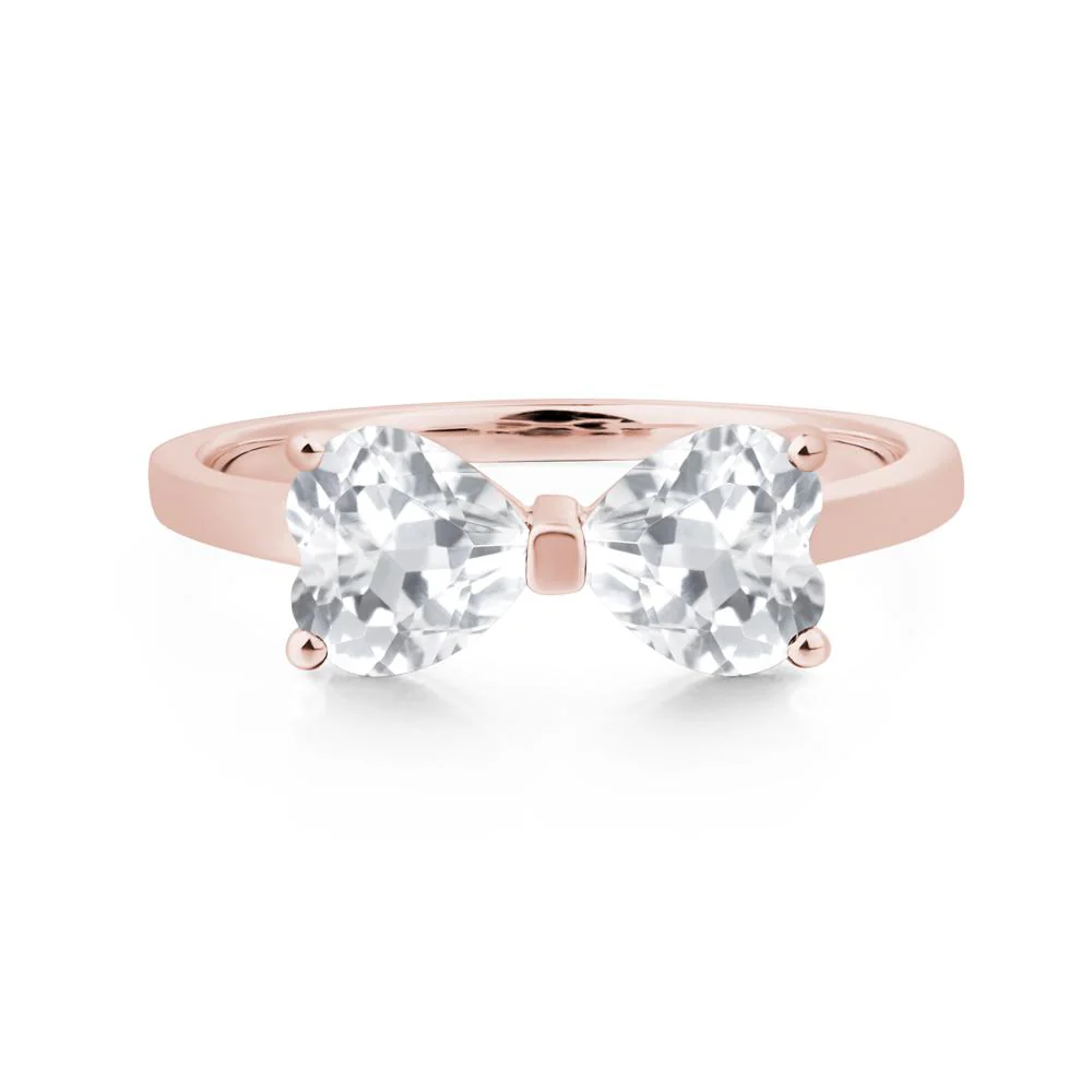 Two Stone Heart White Topaz Ring - Image 9