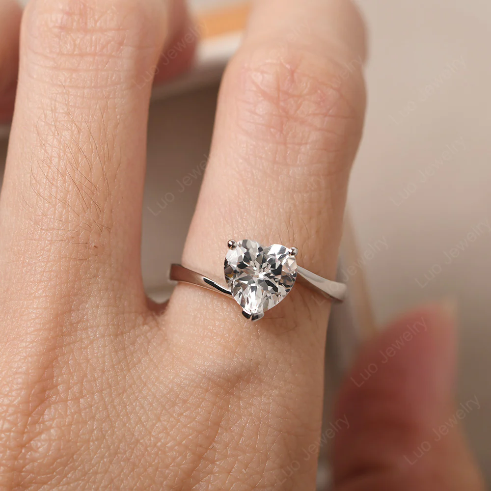 White Topaz Heart Bypass Ring - Image 5