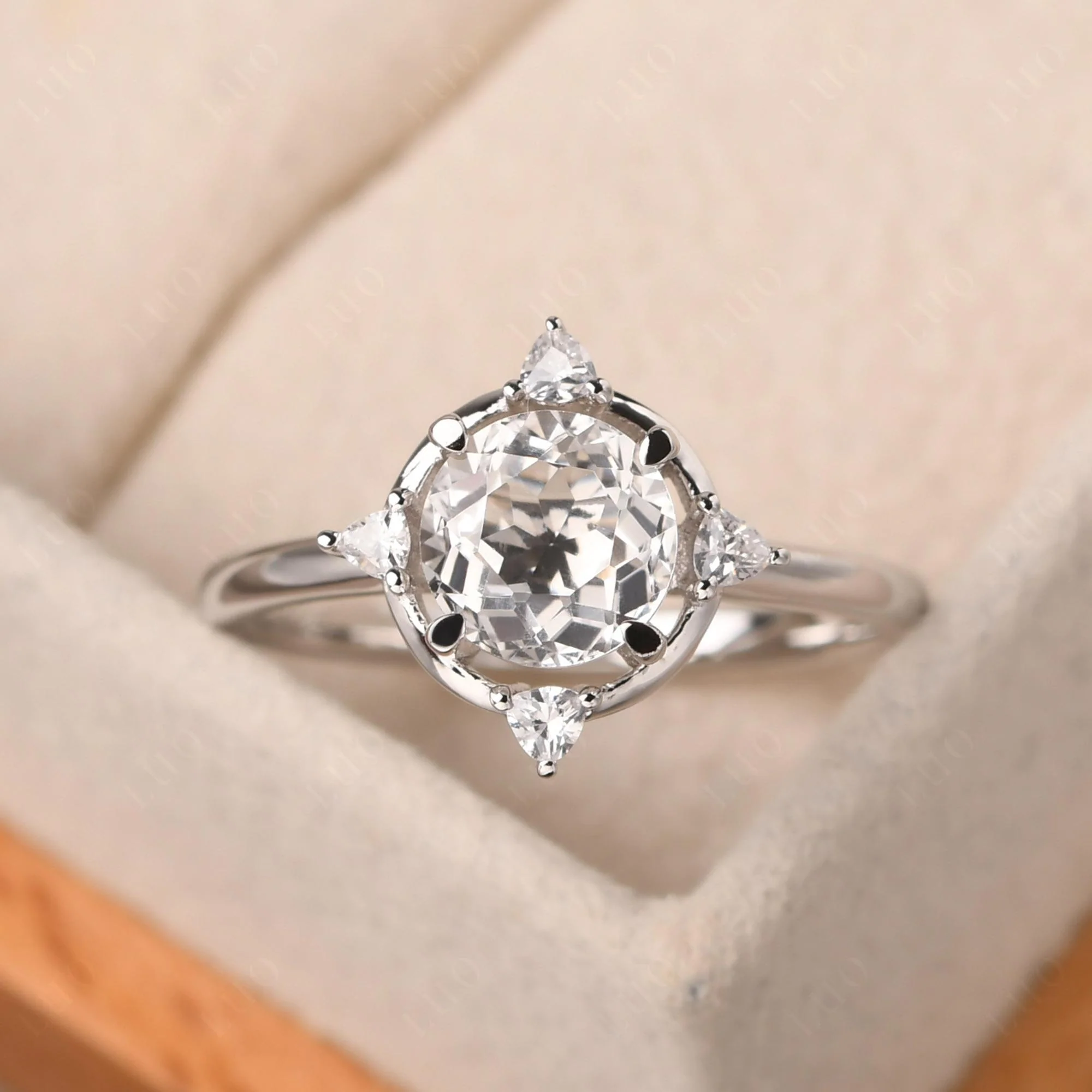 White Topaz Compass Engagement Ring - Image 10