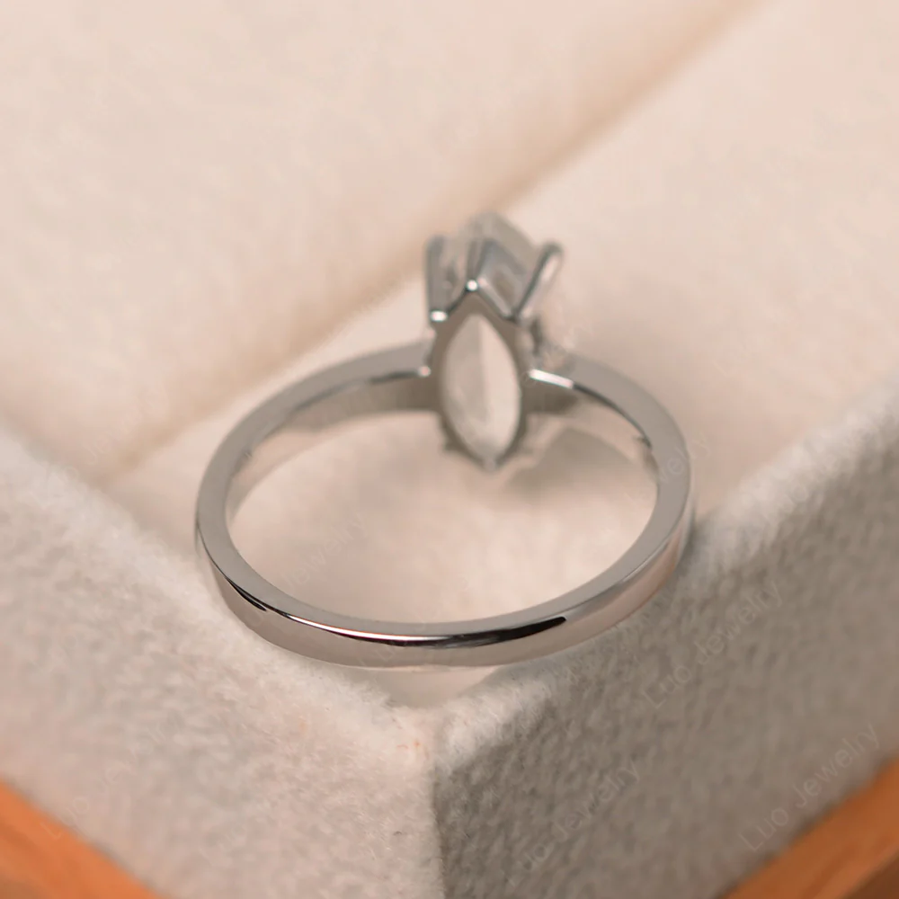 Marquise Cut White Topaz Solitaire Ring - Image 3