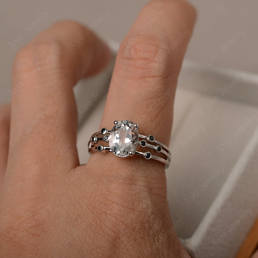 Oval Shaped White Topaz Art Deco Ring - Image 4