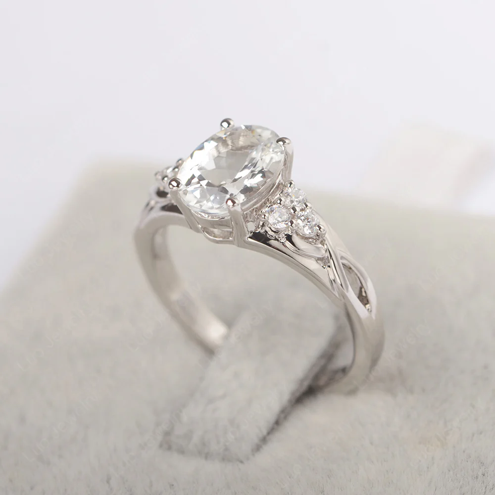 Oval White Topaz Engagement Ring - Image 2