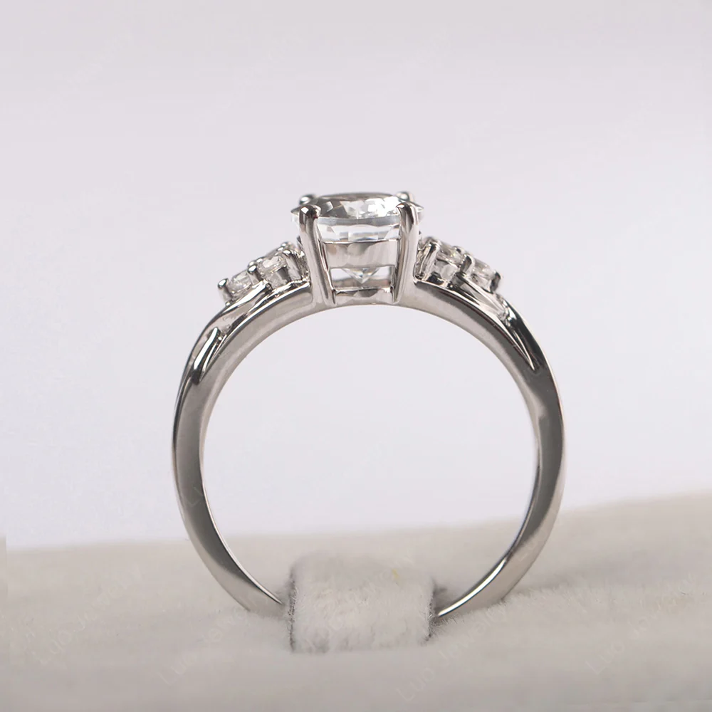 Oval White Topaz Engagement Ring - Image 3
