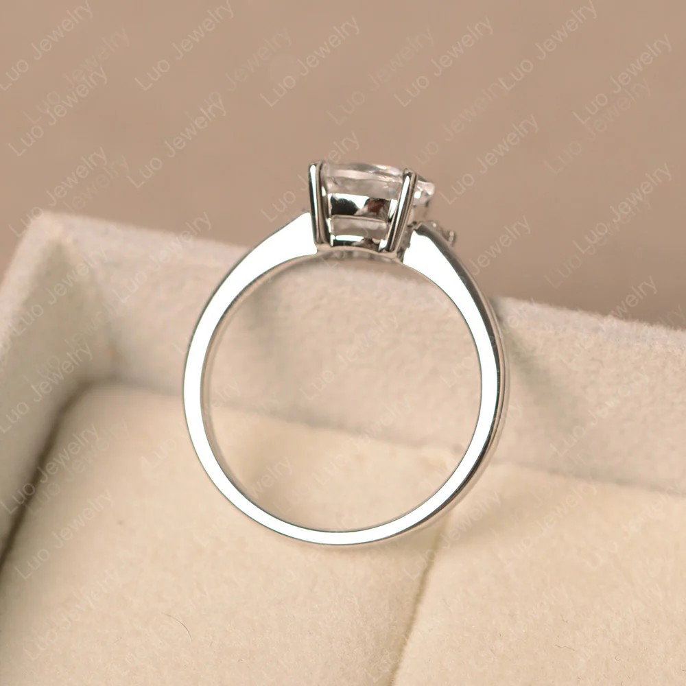 Half Sunburst Oval White Topaz Ring - Image 3