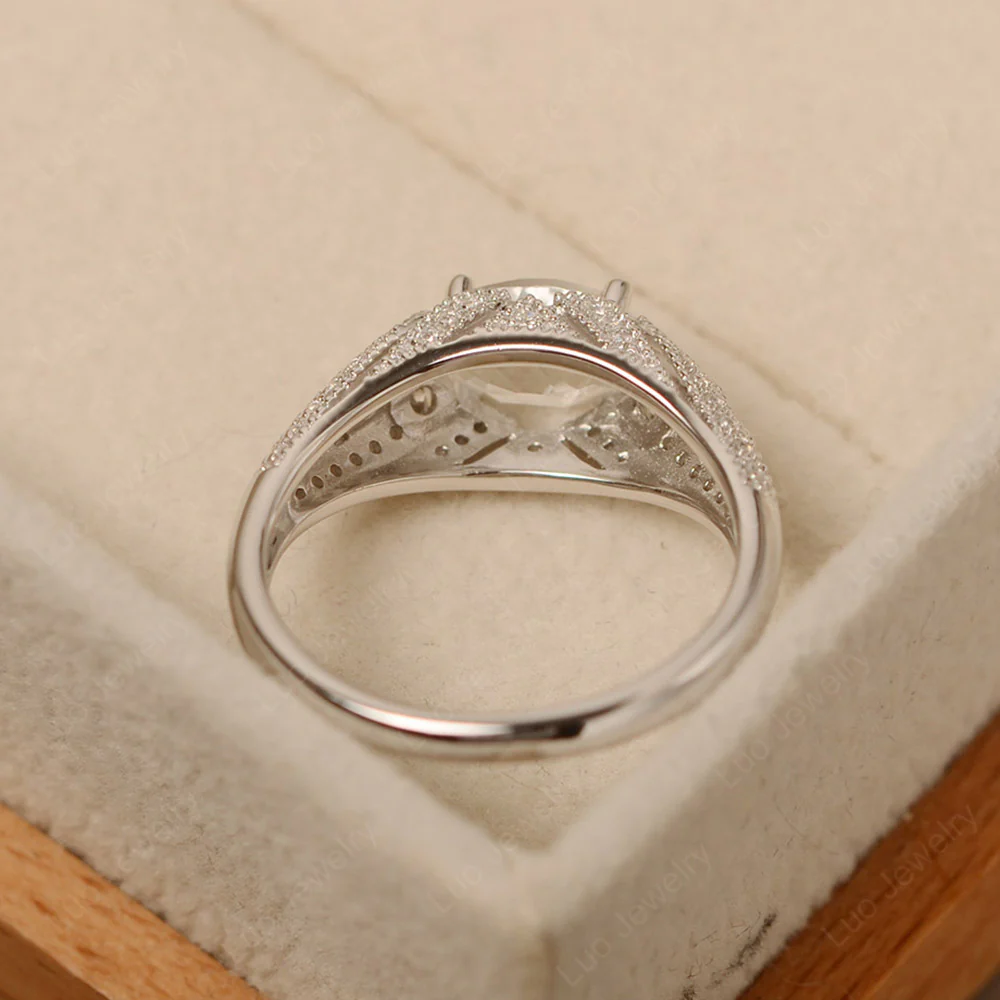 Vintage Horizontal Oval Cut White Topaz Ring - Image 4