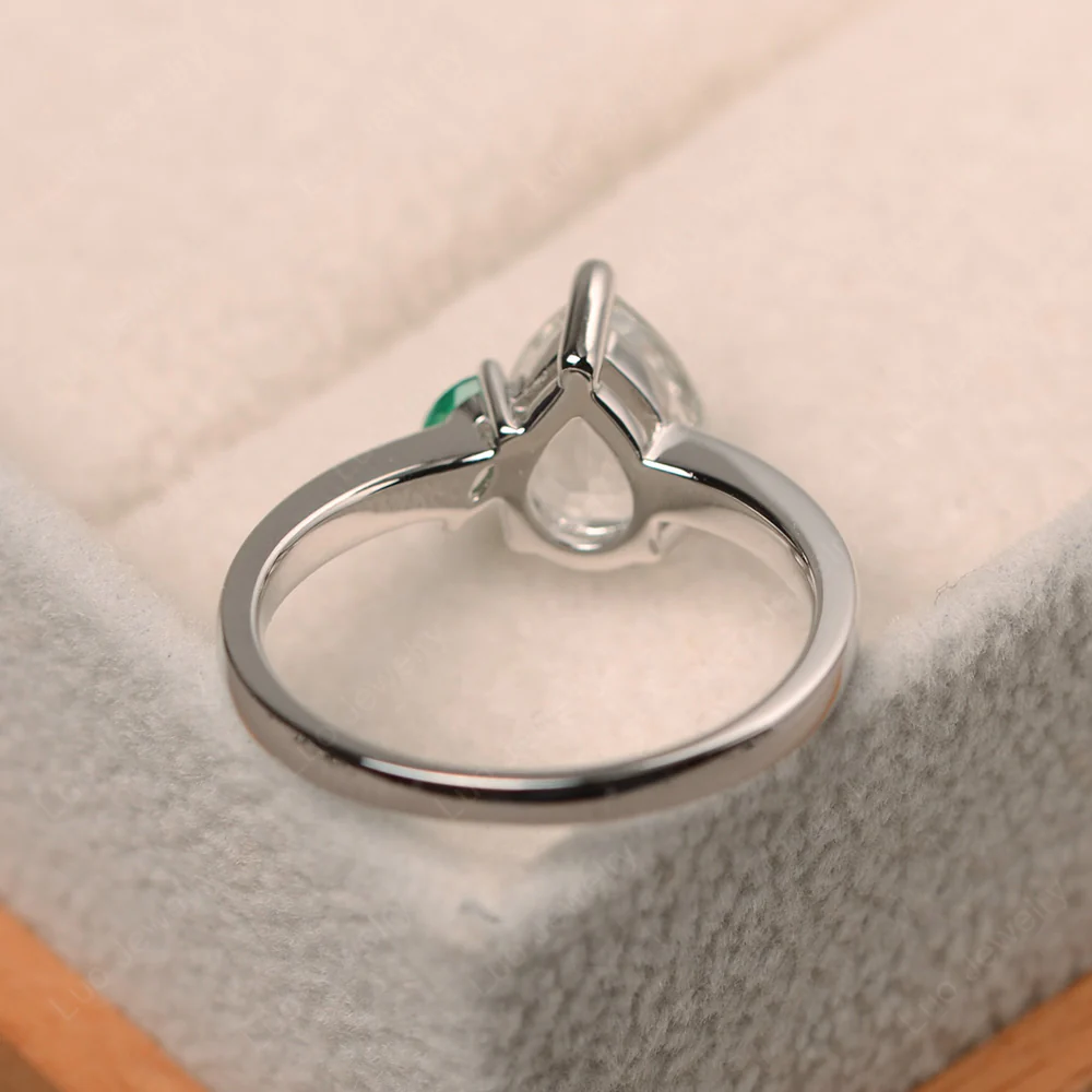 Unique Pear Shaped White Topaz Ring - Image 3