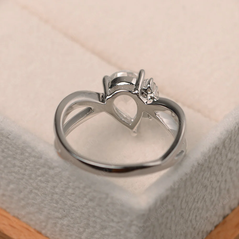 White Topaz Asymmetric Engagement Ring - Image 4