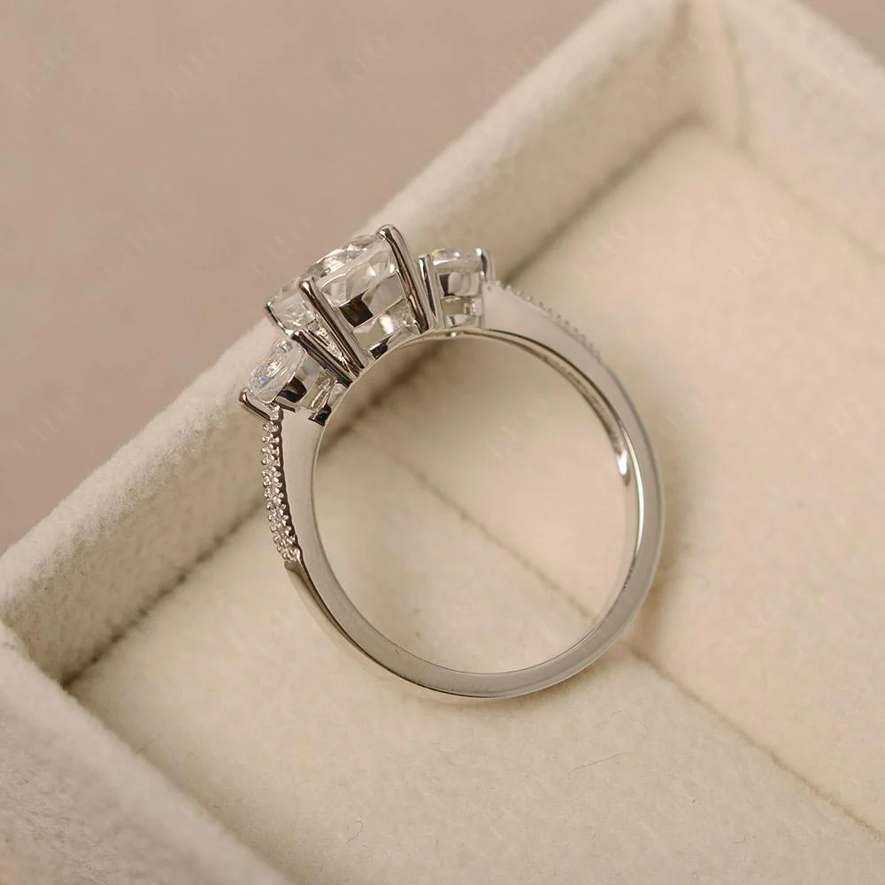 White Topaz 3 Stone Engagement Ring - Image 12